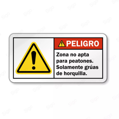 Rótulo de Peligro - Zona No Apta Peatones | Cod. PEL - 128