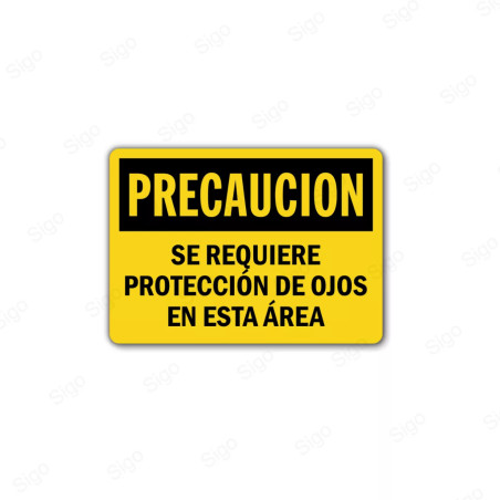 Rótulo de Precaución - Se requiere protección de los ojos | Cod. PRE - 10