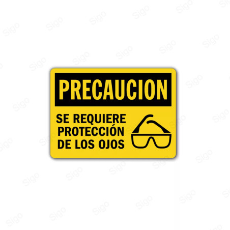 Rótulo de Precaución - Se requiere protección de los ojos | Cod. PRE - 11