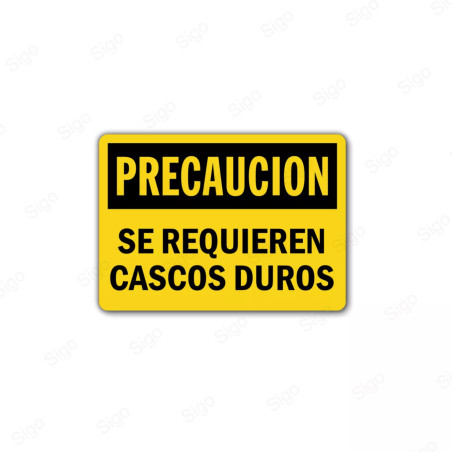 Rótulo de Precaución - Se requieren cascos duros | Cod. PRE - 13
