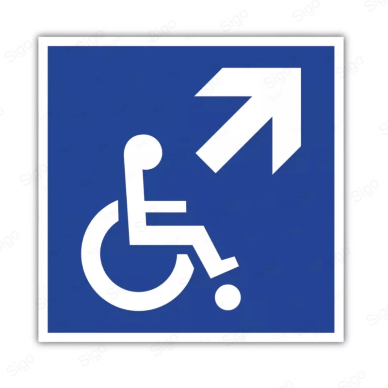 Rótulo de Accesibilidad - Discapacitados Ascendente Derecha | Cod. DIS - 4