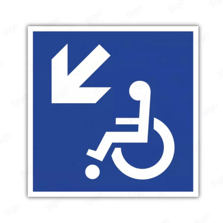 Rótulo de Accesibilidad - Discapacitados Descendente Izquierda | Cod. DIS - 7