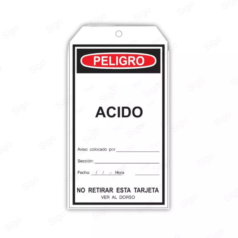 Tarjeta de Seguridad - Acido | Cod. TJ - 14