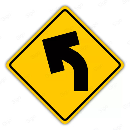 ‣ Rótulo Vial Advertencia - Curva a la Izquierda | Cod. SP -  6i | Sigo