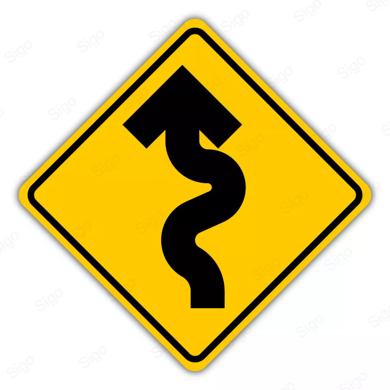 ‣ Rótulo Vial Advertencia - Zona de Curvas Izquierda | Cod. SP -  10i | Sigo