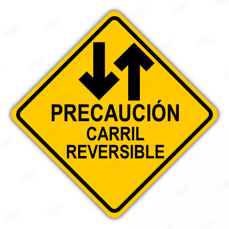‣ Rótulo Vial Advertencia - Carril Reversible | Cod. SP -  18.1 | Sigo