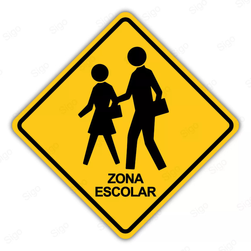 ‣ Rótulo Vial Advertencia - Zona Escolar | Cod. SP -  56 | Sigo