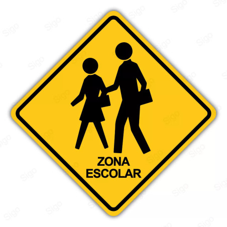 ‣ Rótulo Vial Advertencia - Zona Escolar | Cod. SP -  56 | Sigo