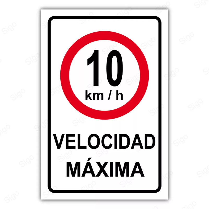 Rótulo Vial Reglamentario - Velocidad Máxima 10 Km/h | Cod. SR - 5.10