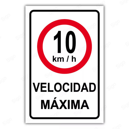 Rótulo Vial Reglamentario - Velocidad Máxima 10 Km/h | Cod. SR - 5.10