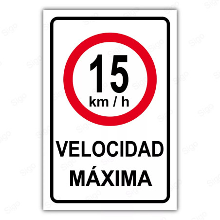Rótulo Vial Reglamentario - Velocidad Máxima 15 Km/h | Cod. SR - 5.15