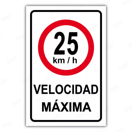 Rótulo Vial Reglamentario - Velocidad Máxima 25 Km/h | Cod. SR - 5.25