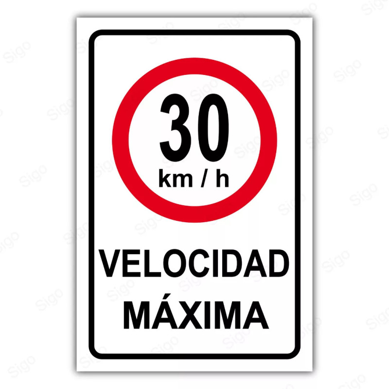 Rótulo Vial Reglamentario - Velocidad Máxima 30 Km/h | Cod. SR - 5.30