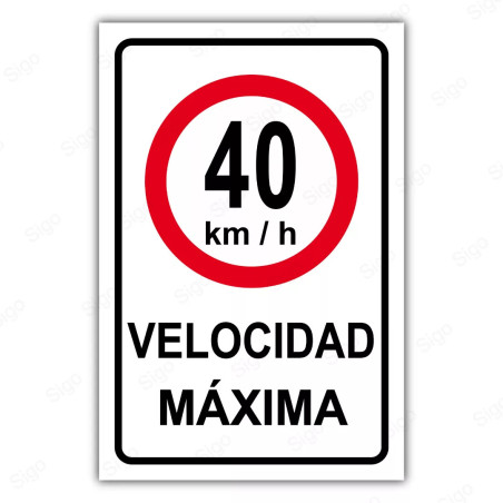 Rótulo Vial Reglamentario - Velocidad Máxima 40 Km/h | Cod. SR - 5.40
