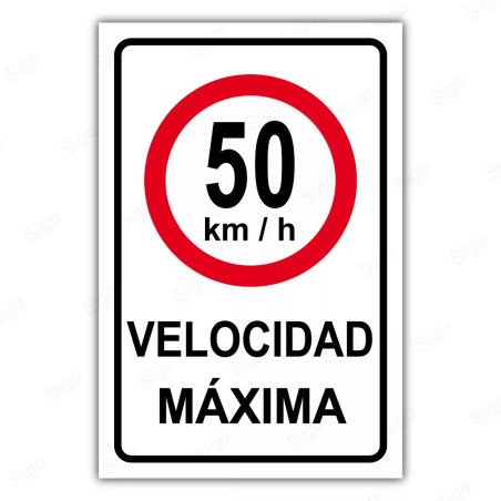 Rótulo Vial Reglamentario - Velocidad Máxima 50 Km/h | Cod. SR - 5.50