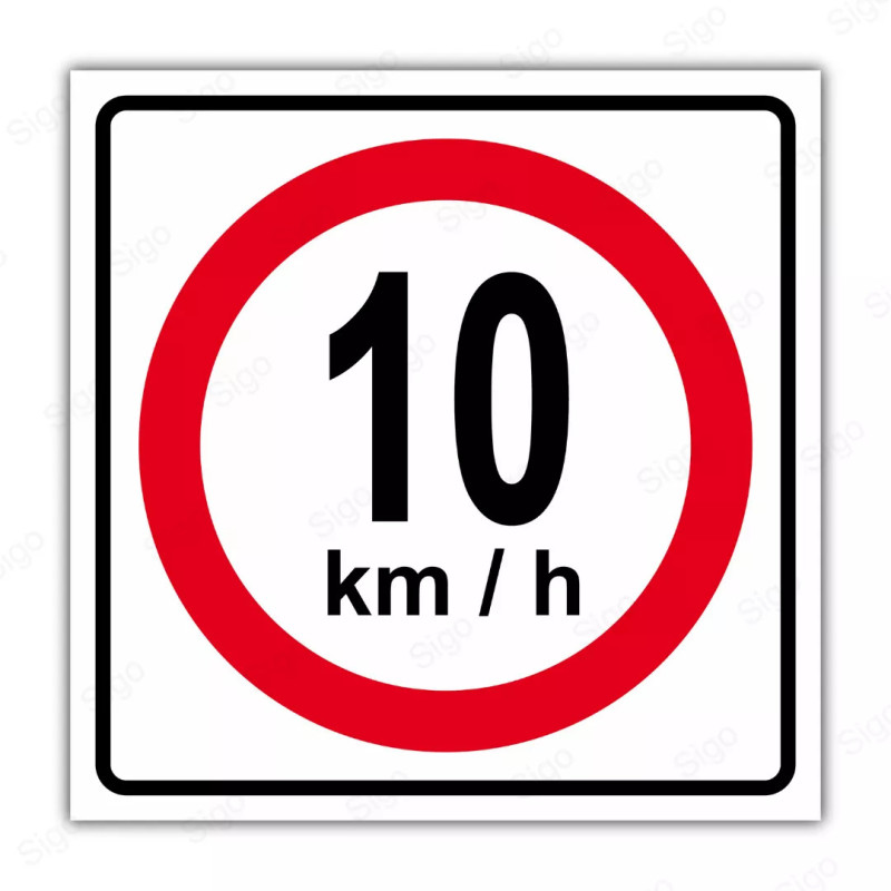 Rótulo Vial Reglamentario - Velocidad Máxima 10 Km/h | Cod. SR - 9.10