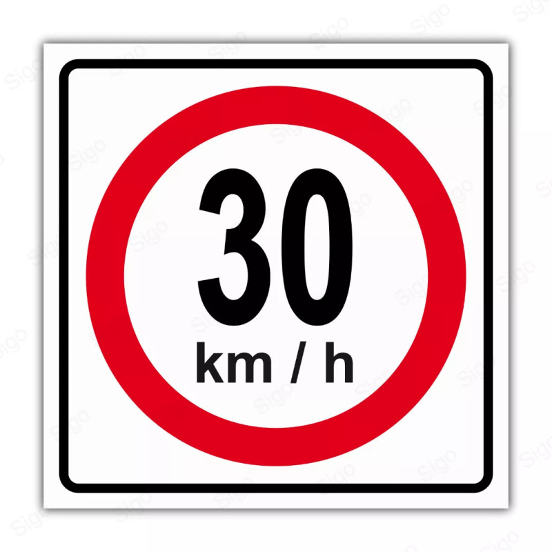 Rótulo Vial Reglamentario - Velocidad Máxima 30 Km/h | Cod. SR - 9.30