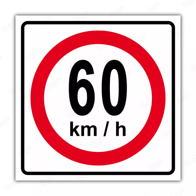 Rótulo Vial Reglamentario - Velocidad Máxima 60 Km/h | Cod. SR - 9.60