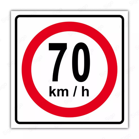 Rótulo Vial Reglamentario - Velocidad Máxima 70 Km/h | Cod. SR - 9.70