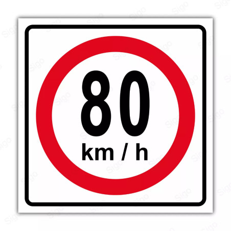 Rótulo Vial Reglamentario - Velocidad Máxima 80 Km/h | Cod. SR - 9.80