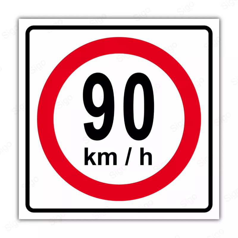 Rótulo Vial Reglamentario - Velocidad Máxima 90 Km/h | Cod. SR - 9.90