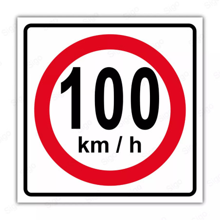 Rótulo Vial Reglamentario - Velocidad Máxima 100 Km/h | Cod. SR - 9.100