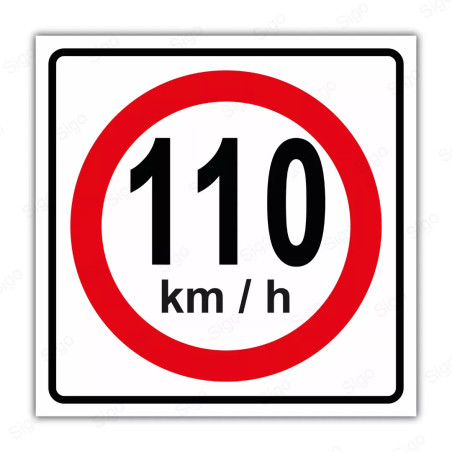 Rótulo Vial Reglamentario - Velocidad Máxima 110 Km/h | Cod. SR - 9.110