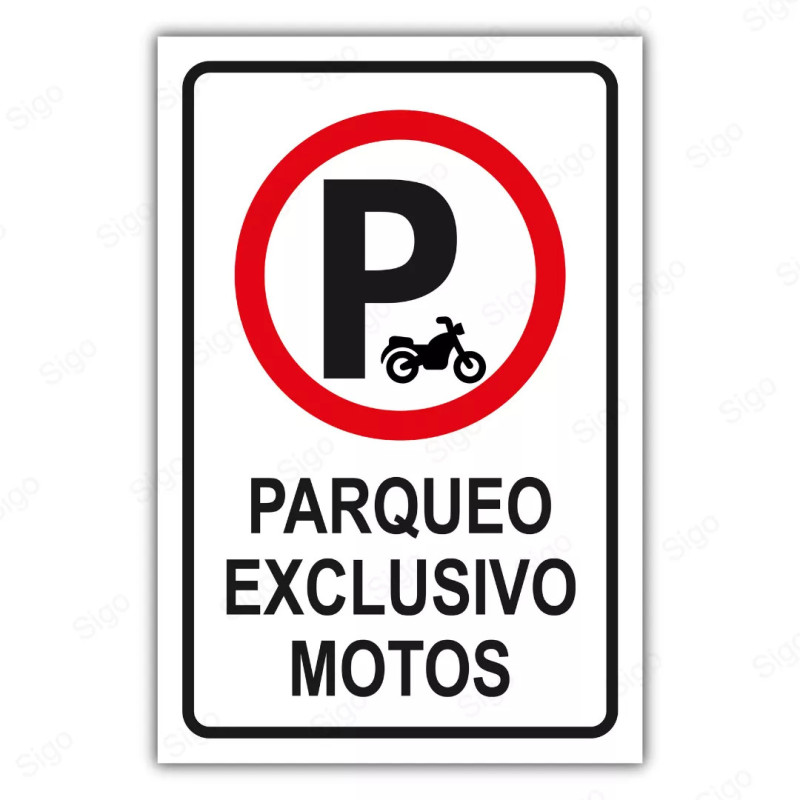 Rótulo Vial Reglamentario - Parqueo Exclusivo Motos | Cod. SR - 21.2