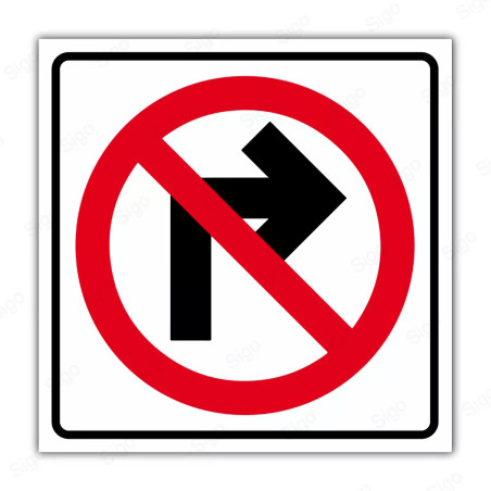 Rótulo Vial Reglamentario - Prohibido Virar a la Derecha | Cod. SR - 23