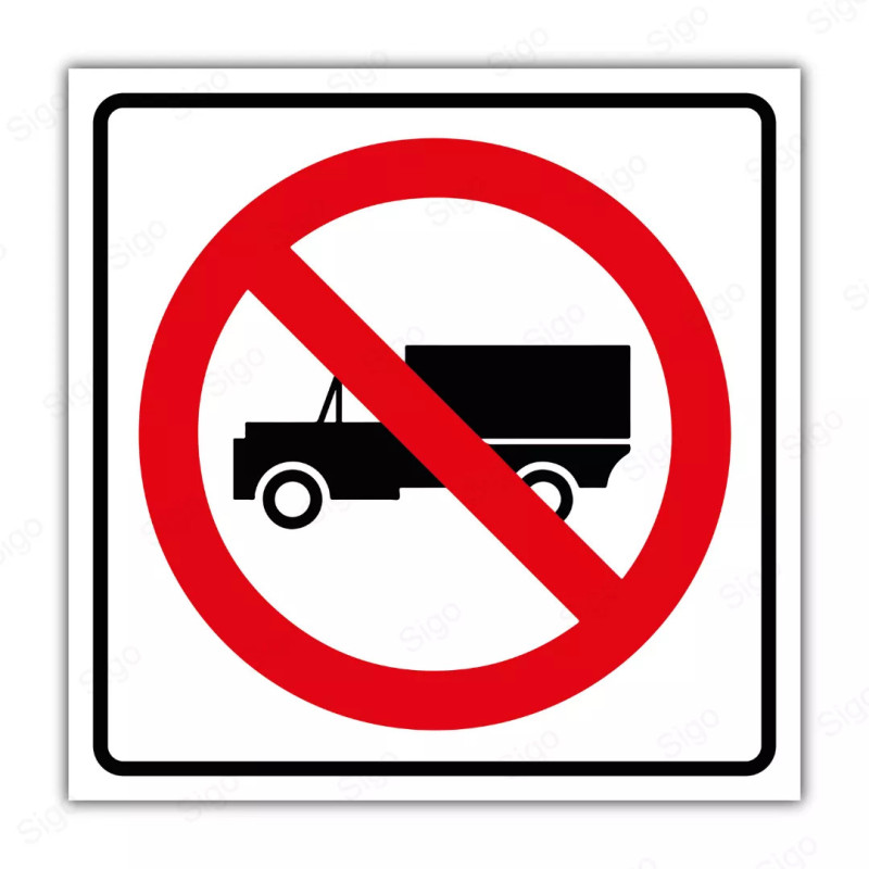 Rótulo Vial Reglamentario - Prohibido Camiones | Cod. SR - 32