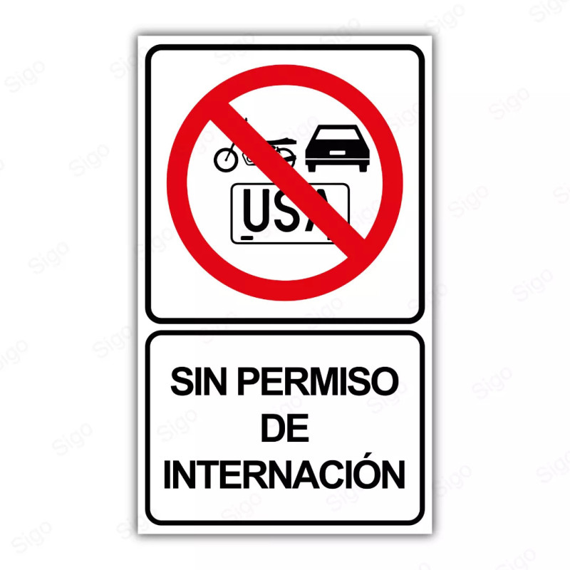 Rótulo Vial Reglamentario - Prohibido El Paso de Vehículos Extranjeros | Cod. SR - 36