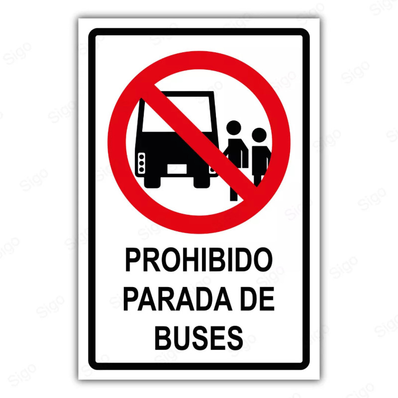 Rótulo Vial Reglamentario - Prohibido Parada de Buses | Cod. SR -54