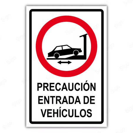 Rótulo Vial Reglamentario - Precaución Entrada de Vehículos | Cod. SR -56