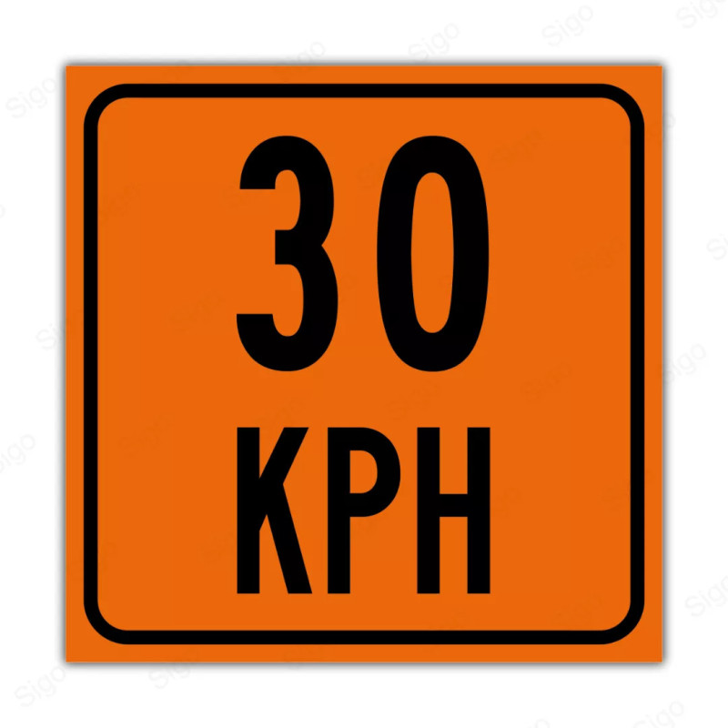 Rótulo Vial Obras y Mantenimiento - Velocidad Máxima 30 KPH | Cod. SDO - 02