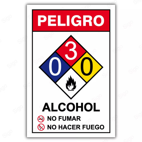 Rótulo de Peligro Rombo NFPA - Alcohol