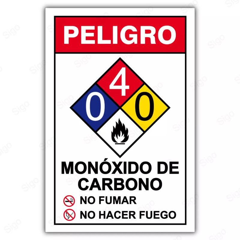 Rótulo de Peligro Rombo NFPA - Monóxido de Carbono