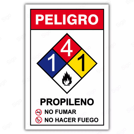 Rótulo de Peligro Rombo NFPA - Propileno