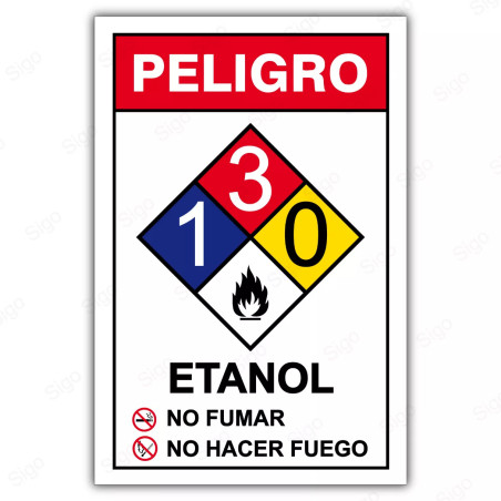 Rótulo de Peligro Rombo NFPA - Etanol