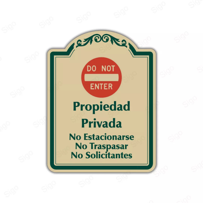 Rótulo Vial Residencial - Propiedad Privada, No Estacionarse, No Traspasar, No Solicitantes