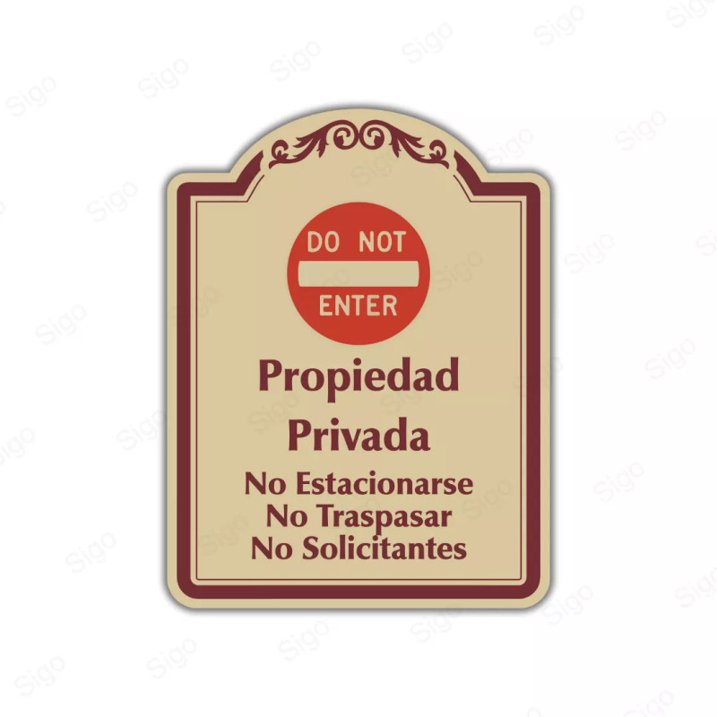 Rótulo Vial Residencial - Propiedad Privada, No Estacionarse, No Traspasar, No Solicitantes