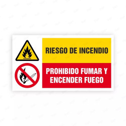 Señales Combinadas - Riesgo de Incendio Prohibido Fumar Y Encender Fuego |Cod. CB-02, Carteleras de Seguridad Industrial y EPP