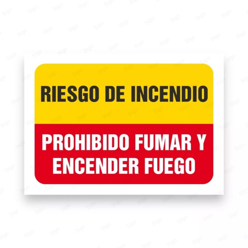 Señales Combinadas - Riesgo de Incendio Prohibido Fumar Y Encender Fuego |Cod. CB-03, Carteleras de Seguridad Industrial y EPP