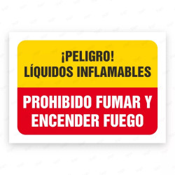 Señales Combinadas - ¡Peligro! Líquidos Infamables Prohibido Fumar Y Encender Fuego |Cod. CB-09, Carteleras de Seguridad Industr