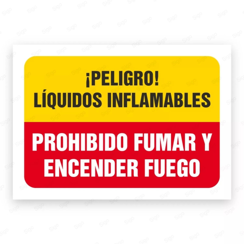 Señales Combinadas - ¡Peligro! Líquidos Infamables Prohibido Fumar Y Encender Fuego |Cod. CB-09, Carteleras de Seguridad Industr
