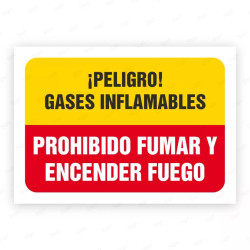 Señales Combinadas - ¡Peligro! Gases Infamables Prohibido Fumar Y Encender Fuego |Cod. CB-12, Carteleras de Seguridad Industrial