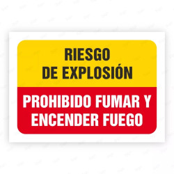 Señales Combinadas - ¡Riesgo! de Explosión Prohibido Fumar Y Encender Fuego |Cod. CB-15, Carteleras de Seguridad Industrial y EP