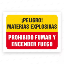 Señales Combinadas - ¡Peligro! Materias Explosivas Prohibido Fumar Y Encender Fuego |Cod. CB-18, Carteleras de Seguridad Industr