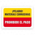 Señales Combinadas - ¡Peligro! Materias Corrosivas Prohibido El Paso |Cod. CB-24, Carteleras de Seguridad Industrial y EPP