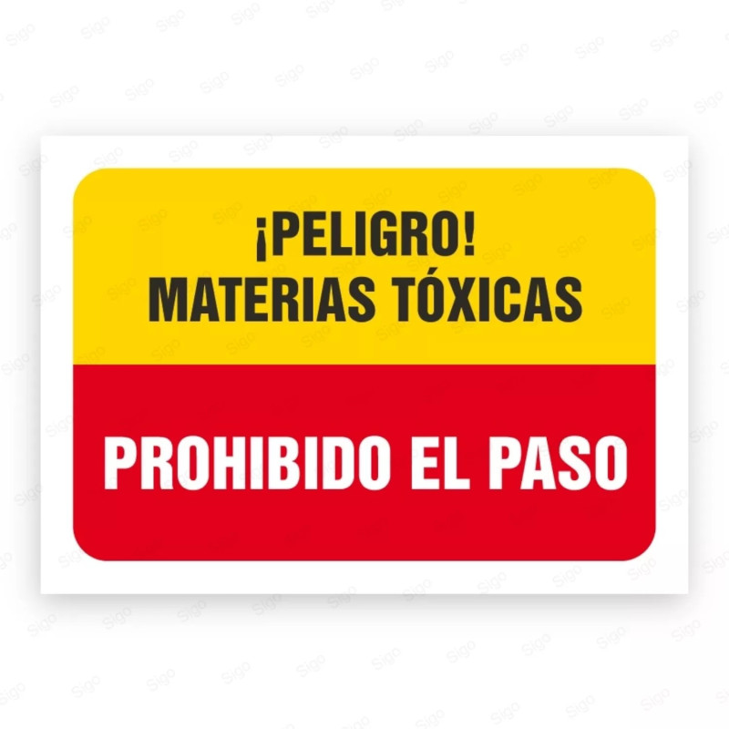 Señales Combinadas - ¡Peligro! Materias Tóxicos Prohibido El Paso |Cod. CB-27, Carteleras de Seguridad Industrial y EPP
