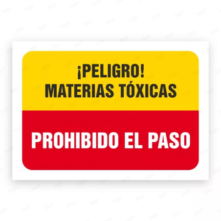 Señales Combinadas - ¡Peligro! Materias Tóxicos Prohibido El Paso |Cod. CB-27, Carteleras de Seguridad Industrial y EPP